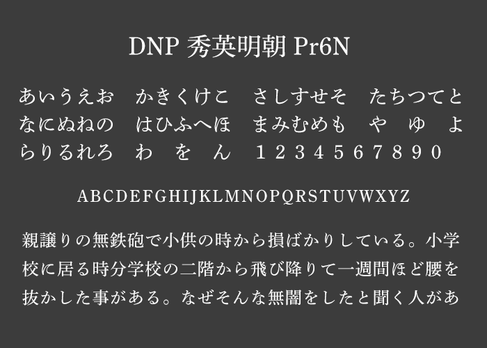 おすすめのAdobe Fonts - DNP 秀英明朝 Pr6N