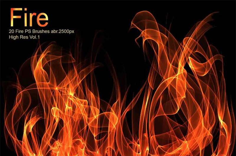 20種類の高解像度の炎ブラシセット