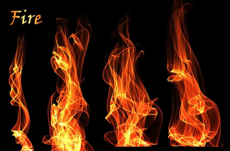 20種類の高解像度の炎ブラシセット