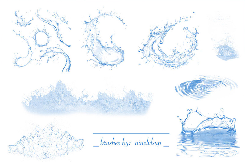 8種類の高解像度の水しぶき系ブラシセット