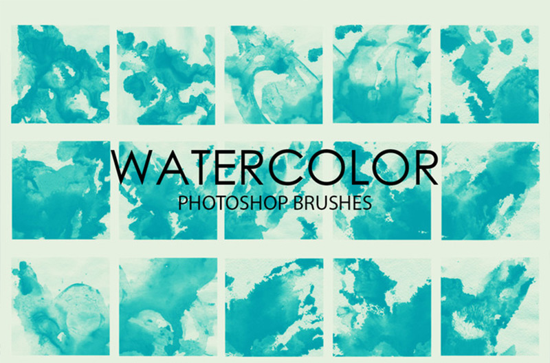 15種類の高画質テクスチャを使用した水彩ブラシセット